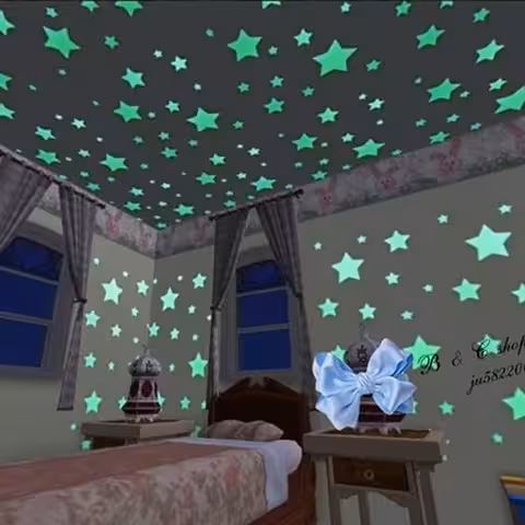 Conjunto 100 Estrelinhas Fosforescentes Autoadesivas para Teto e Paredes – Decoração Quarto Infantil