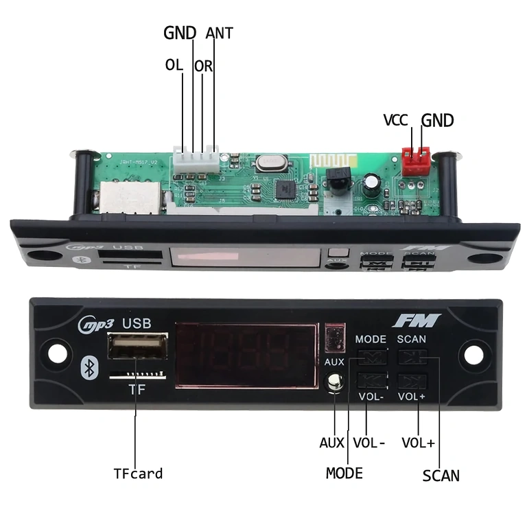 Módulo rádio FM Bluetooth para carro Módulo rádio FM com Bluetooth para carro, com controle remoto