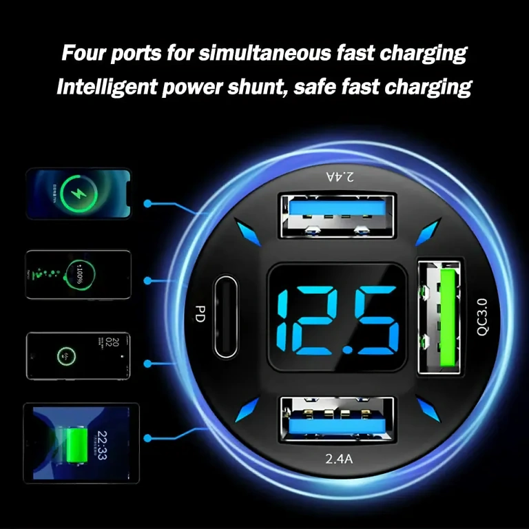 Carregador automotivo universal QC 3.0 Carregador com compatibilidade universal e tecnologia Quick Charge 3.0