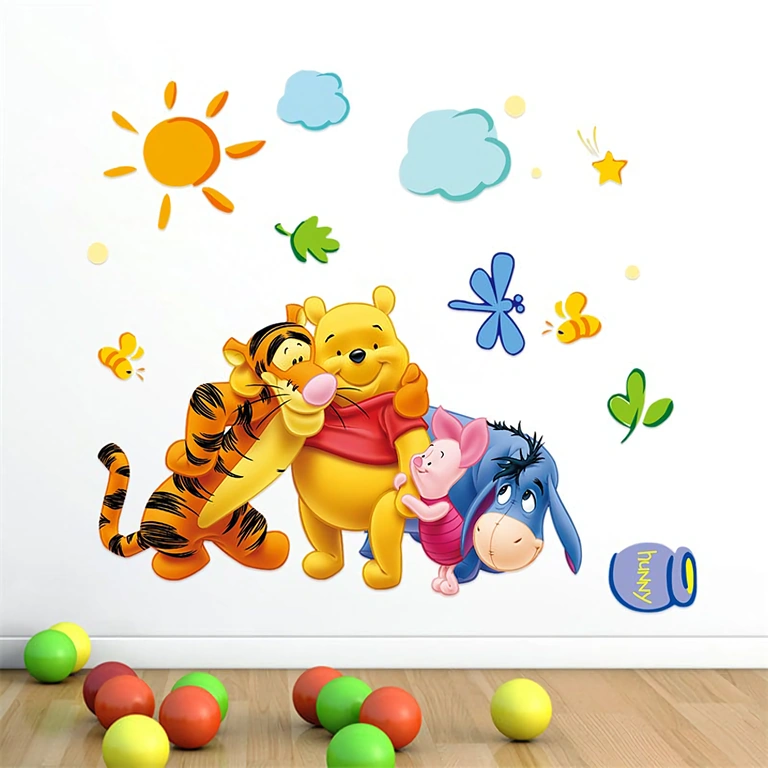 Amigos do Winnie na floresta – adesivo de parede para escola ou casa
