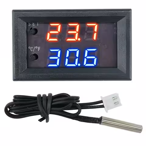Termostato Digital com Sonda e Relé 12V – Controle de Temperatura para Incubadora, Ovos, Chocadeiras, Aquário