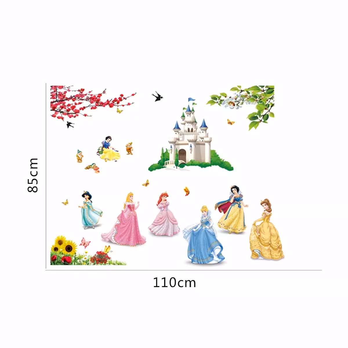 Adesivo com tema de conto de fadas e personagens Disney