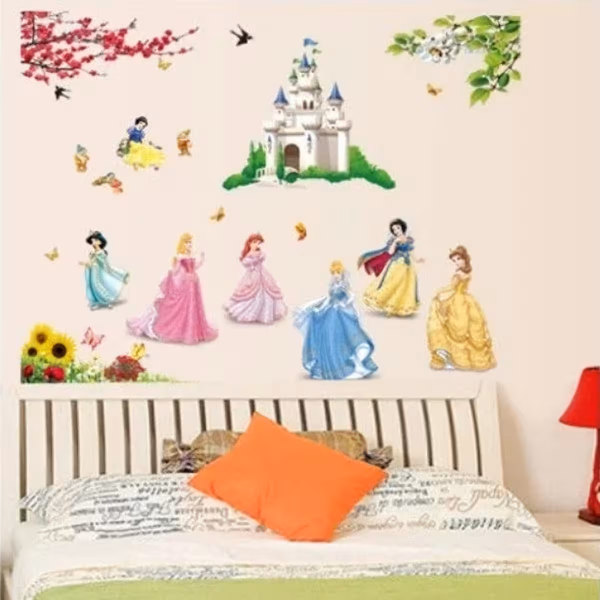 Sticker grande com castelo e princesas Disney para parede