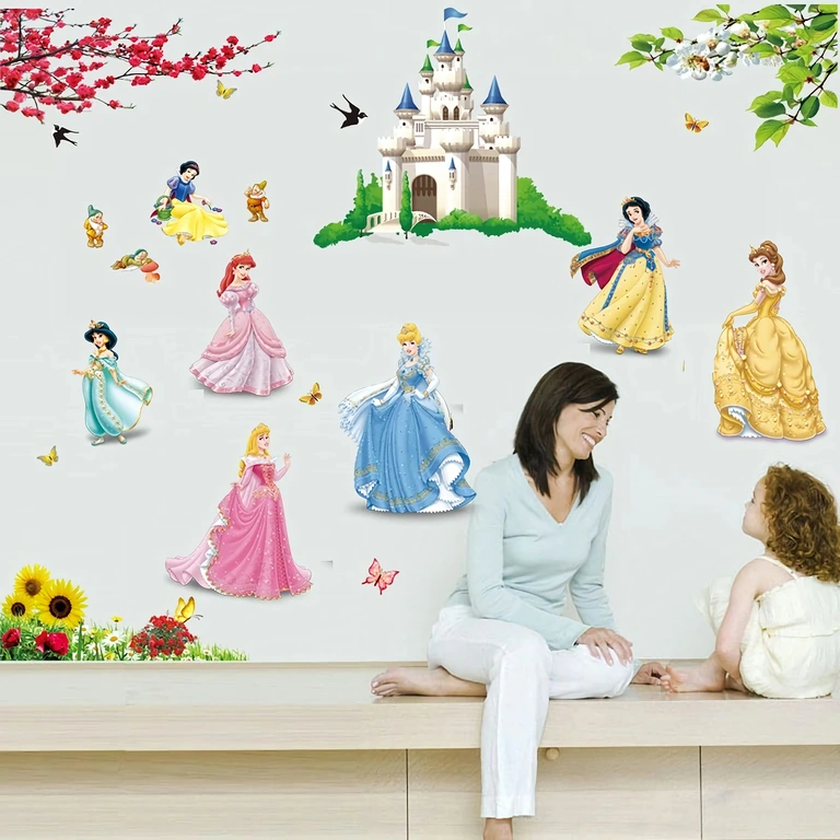 Adesivos para quarto de menina Autocolantes de parede com fadas e flores para decorar quarto infantil