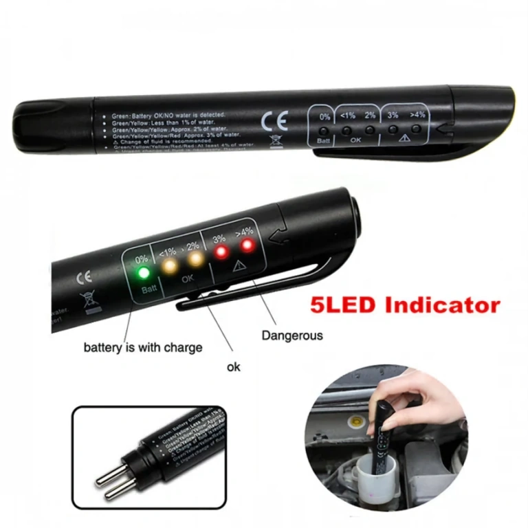 Testador de fluido de freio com 5 LEDs – display claro e rápido