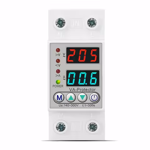 Relé de Monitoramento e Proteção Contra Sobretensão Monofásico 220V 63A com Display Digital e Reset Automático