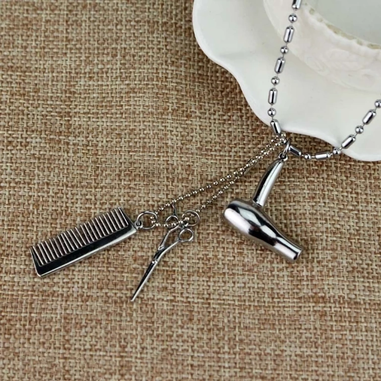 Presente para hairstylist – colar feminino de salão Presente perfeito para cabeleireira – colar elegante com pingente temático