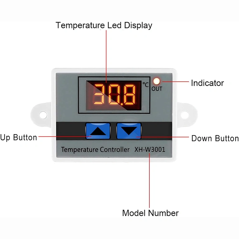 Funções dos botões do termostato XH-W3001 Significado e uso dos dois botões do termostato XH-W3001
