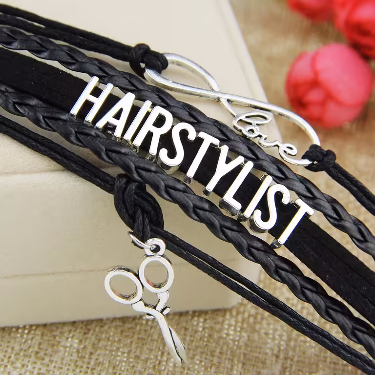 Pulseira Cabeleireiro de Couro Preto – Acessórios Profissionais para Barbearia e Salão