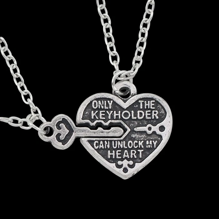 Colar de amizade com chave e coração para melhores amigos