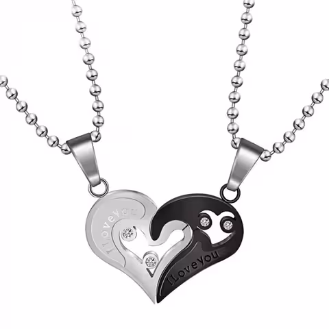 Colares para Casal – Pingentes de Corações, Conjunto para Namorados, Presente Romântico em Aço Inoxidável