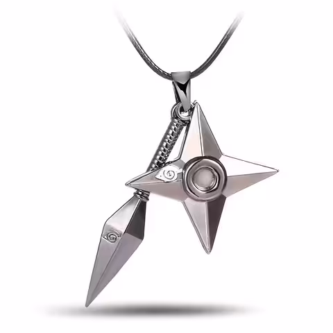 Colar Cosplay Naruto Uzumaki com Kunai e Shuriken – Acessório Anime