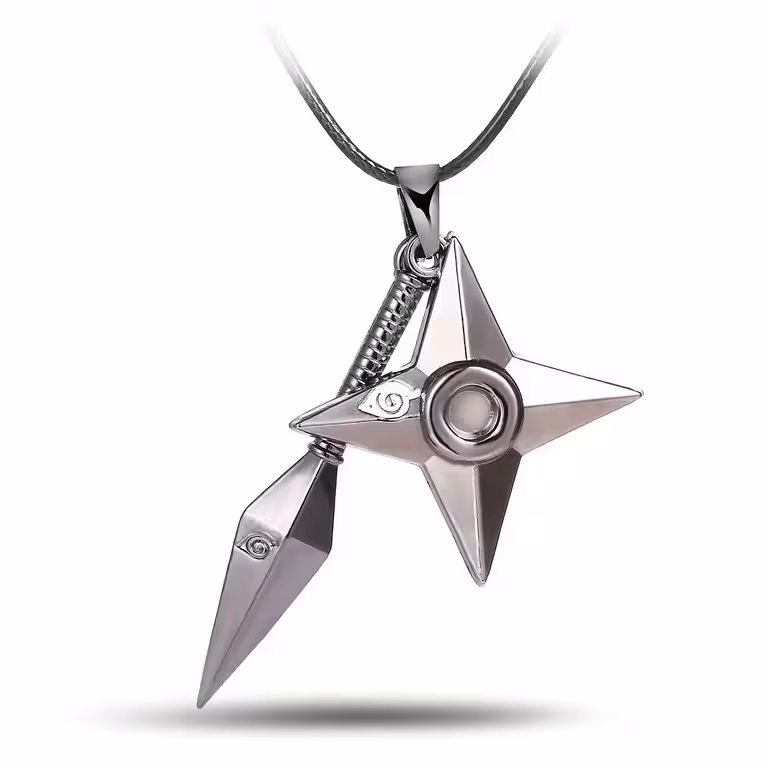 Colar Cosplay Naruto Uzumaki com Kunai e Shuriken – Acessório Anime