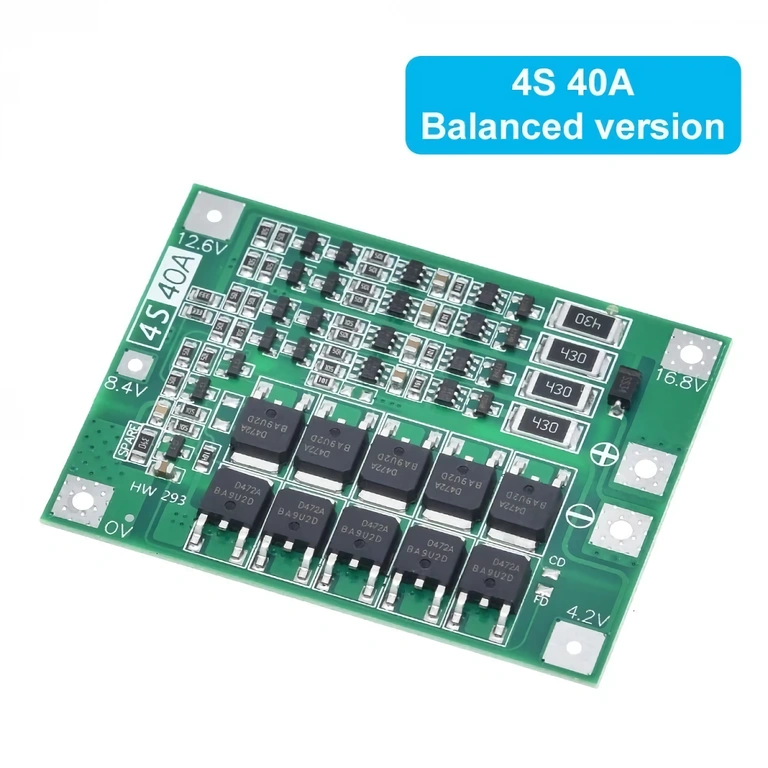 Sistema BMS 4S para proteção e balanceamento de baterias Li-ion