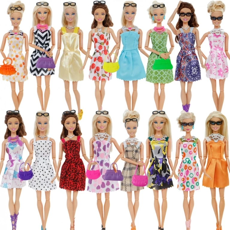 Kit completo para vestir bonecas Barbie com vestidos e acessórios