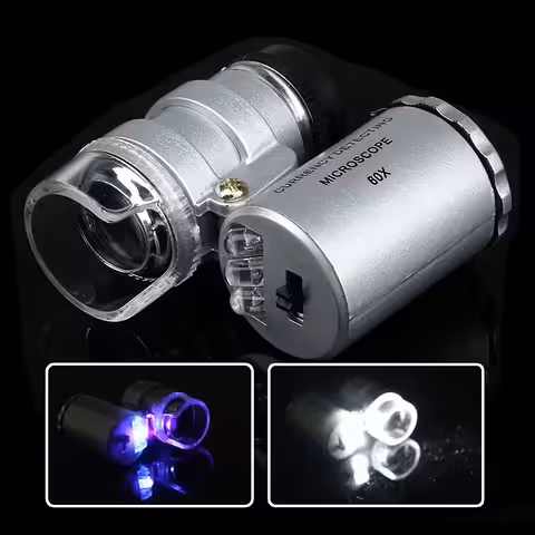 Microscópio LUPA 60x com LED e Lâmpada UV – Aparelho para Conferir Dinheiro, Joias e Relógios