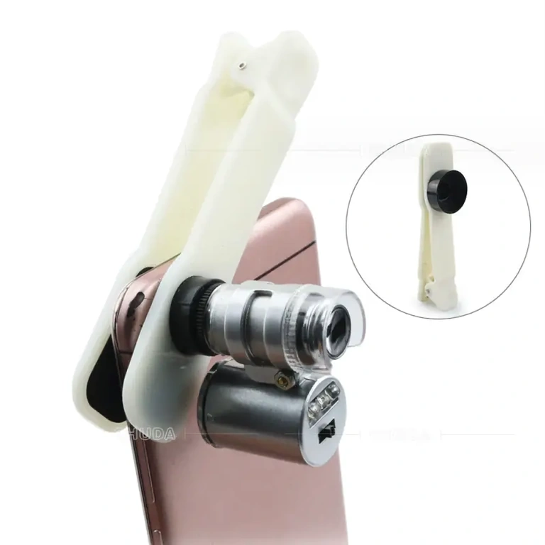 Microscópio com adaptador para telefone, para fotografar detalhes microscópicos