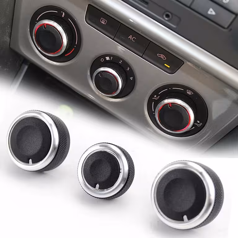 Conjunto 3 Botões Ar Condicionado Painel VW Golf 5 6 Passat B6 B7 Skoda Octavia 2 – Alumínio