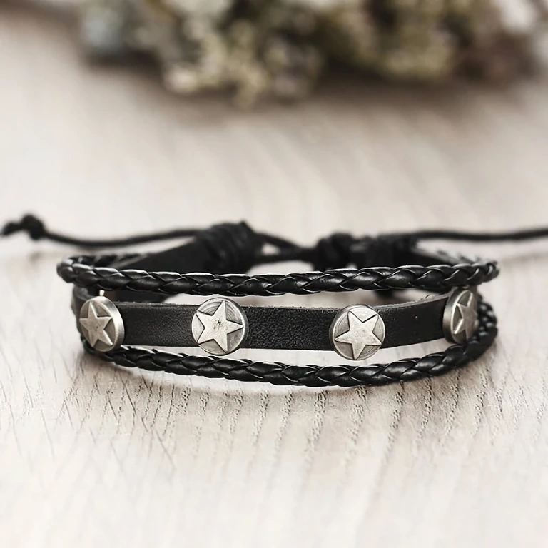 Pulseiras casuais trançadas para homens Pulseiras trançadas em couro – acessórios simples e elegantes