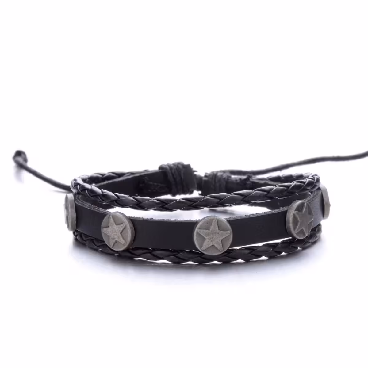 Acessórios artesanais para homens – conjunto de pulseiras casuais em couro