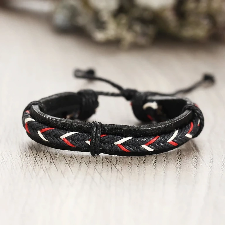 Conjunto de pulseiras de luxo em couro natural – homens Acessórios de luxo para homens – conjunto de pulseiras em couro natural