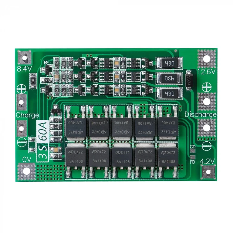 Placa eletrônica com BMS para proteção e balanceamento de baterias