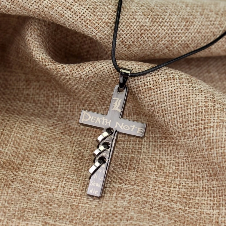 Colar liga de zinco cruz Death Note Corrente resistente para fãs anime Death Note