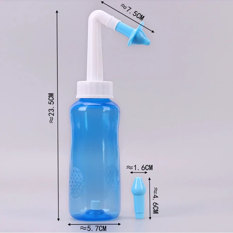Imagem com dimensões exatas do recipiente Neti Pot de 300ml