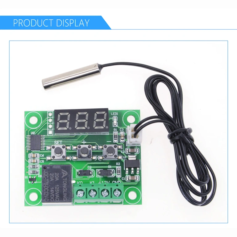 Tela digital com exibição decimal da temperatura para termostato W1209