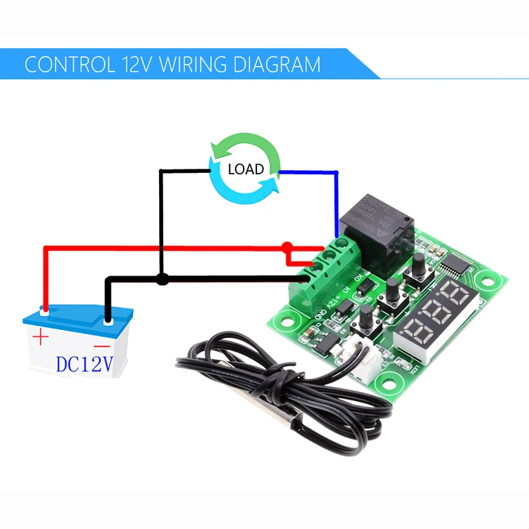 Conexão correta do termostato digital W1209 à fonte de alimentação 12V