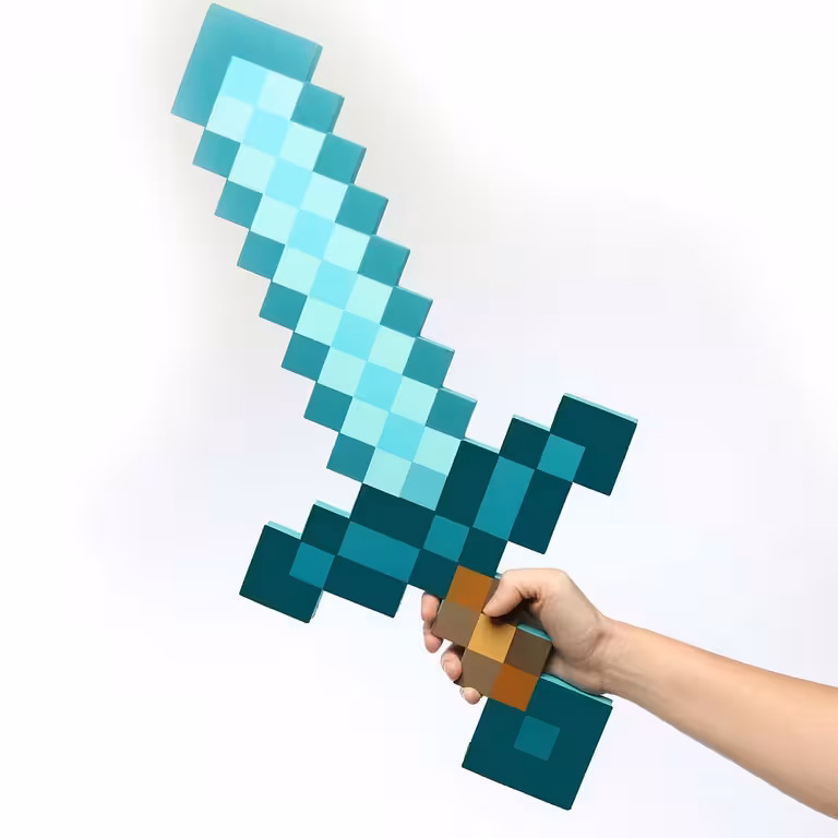 Espada Minecraft com Diamantes – Brinquedo de Espuma EVA Leve, Ideal para Crianças e Cosplay