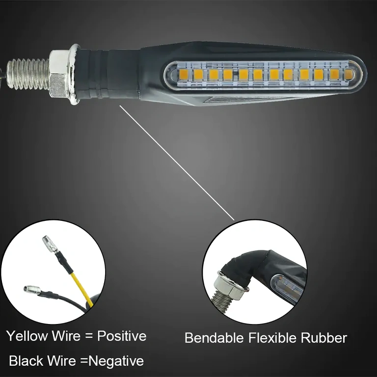 Luz de direção LED amarela para motocicletas e scooters