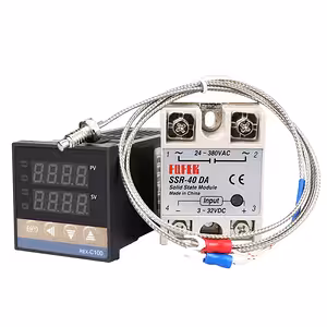 Controlador Termostato Digital Temperatura 220V 0-400°C com Relé SSR 40A REX C100