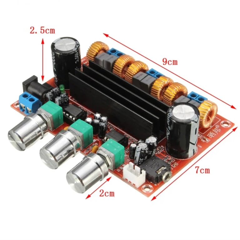 Close nos botões de volume e tom no módulo XH-M139
