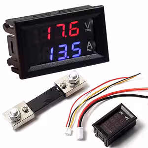 Voltímetro Amperímetro Digital 0–100V 100A com Shunt Incluso – Display LED Painel Corrente Contínua Automotivo