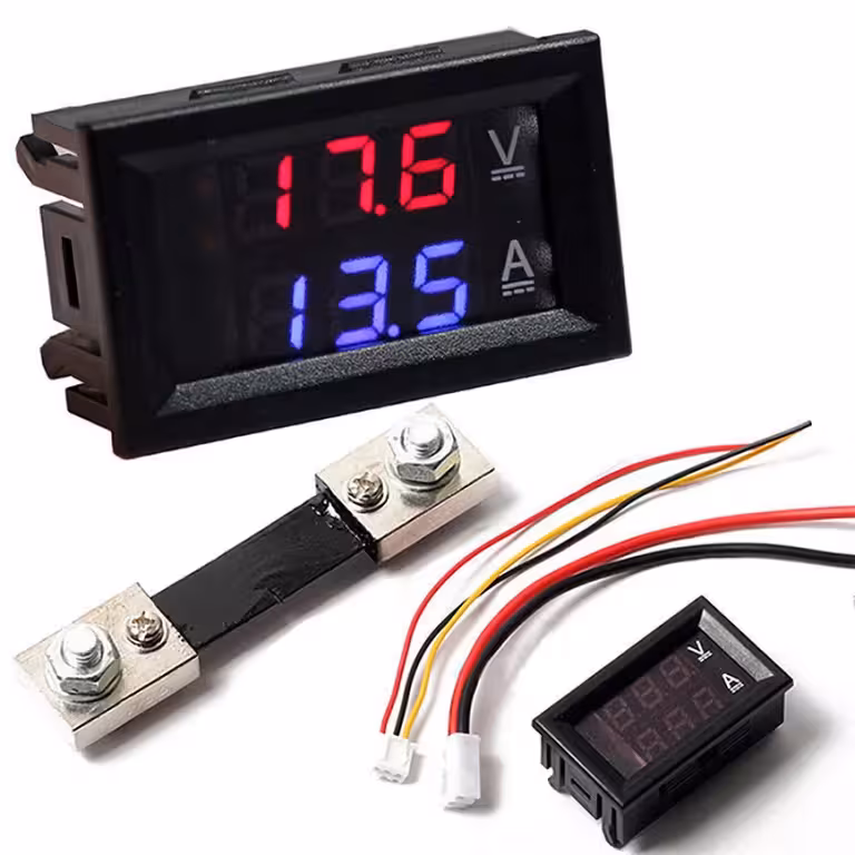 Voltímetro Amperímetro Digital 0–100V 100A com Shunt Incluso – Display LED Painel Corrente Contínua Automotivo