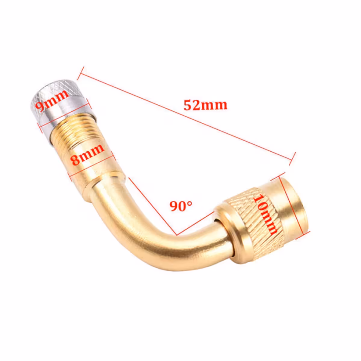 Conector de válvula com extensão de 90 graus em latão ou cobre