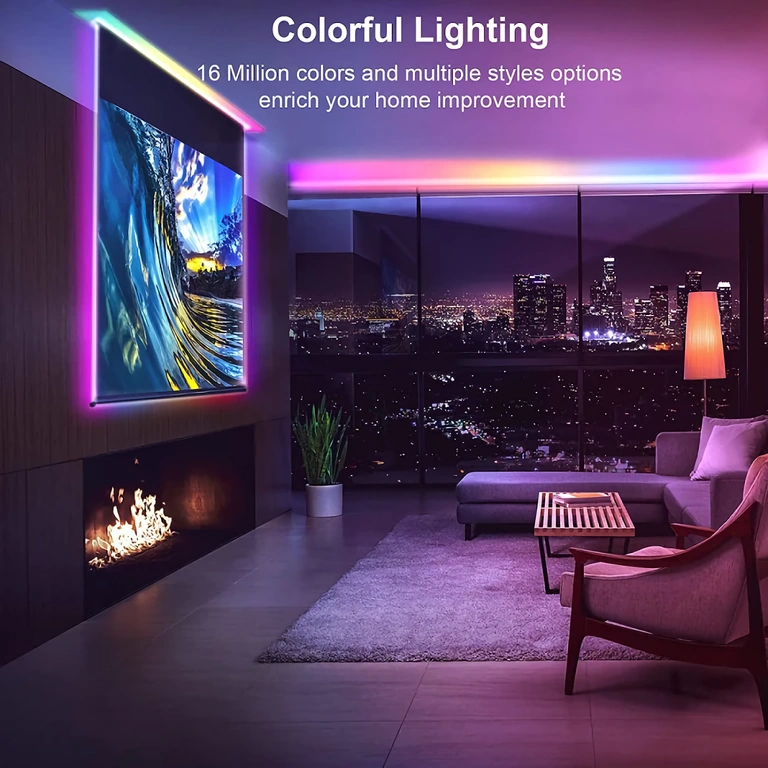 Fita LED RGB com controle remoto e bluetooth Fita luminosa com 300 LEDs RGB, controle remoto e conectividade bluetooth