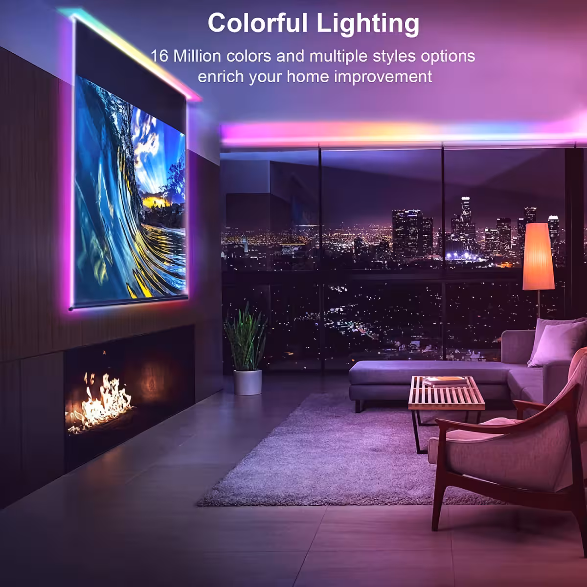 Fita luminosa com 300 LEDs RGB, controle remoto e conectividade bluetooth