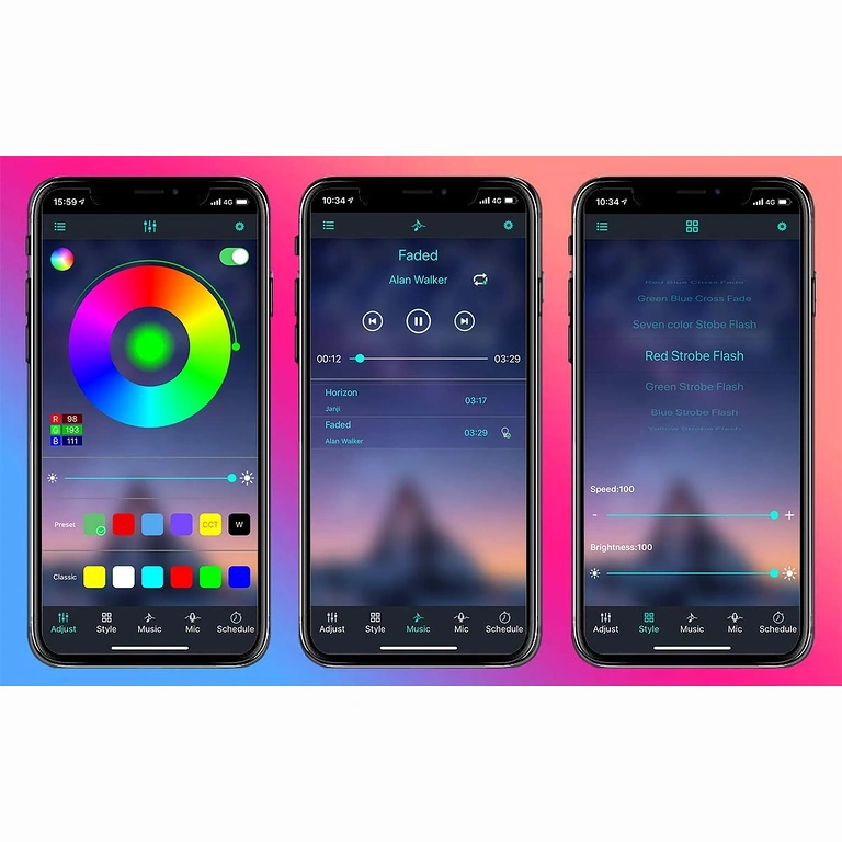 Fita LED para TV – controle via bluetooth Fita LED para televisão com iluminação ambiente, ajuste de intensidade e cores