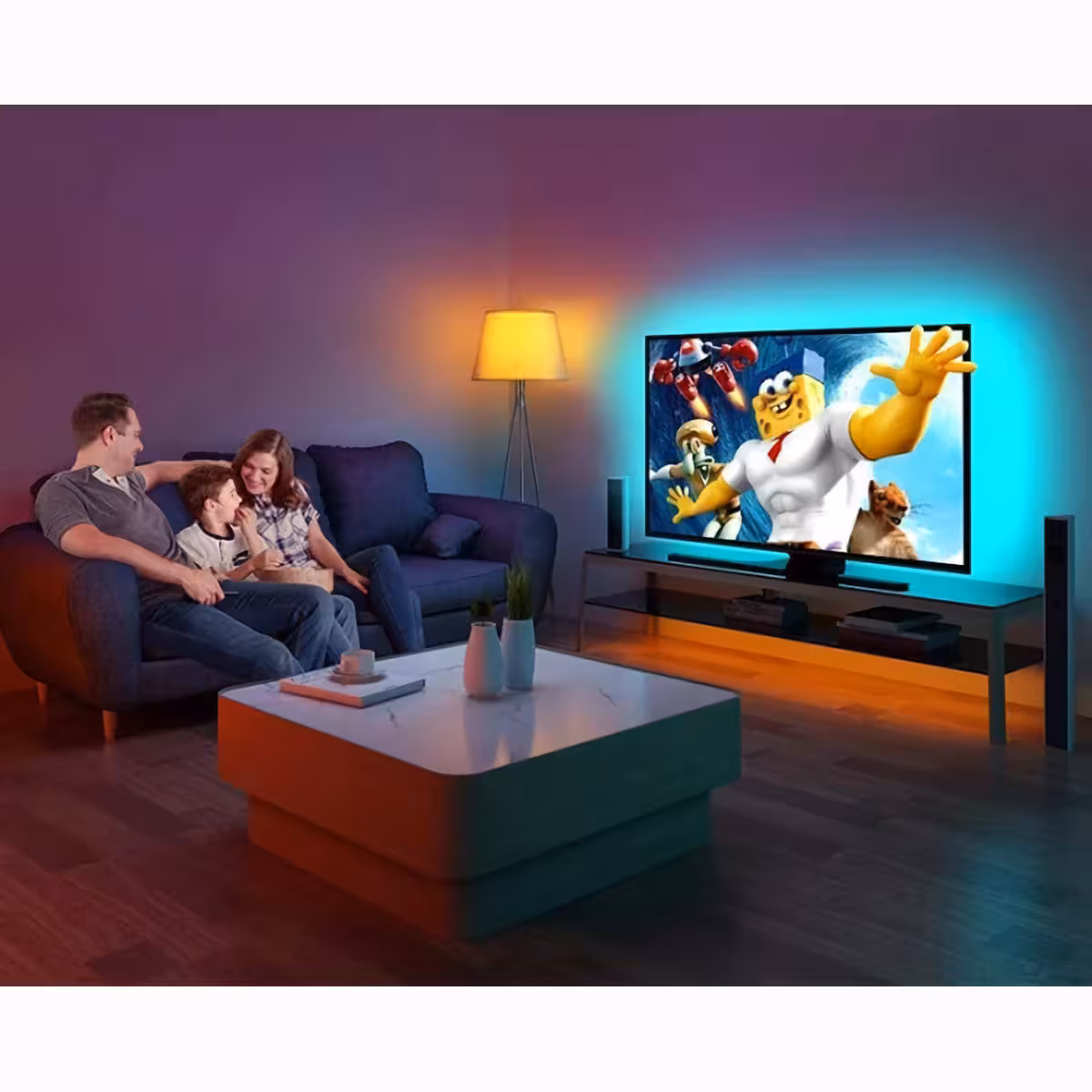 Iluminação ambiente LED RGB via USB para TV ou monitor, fácil instalação