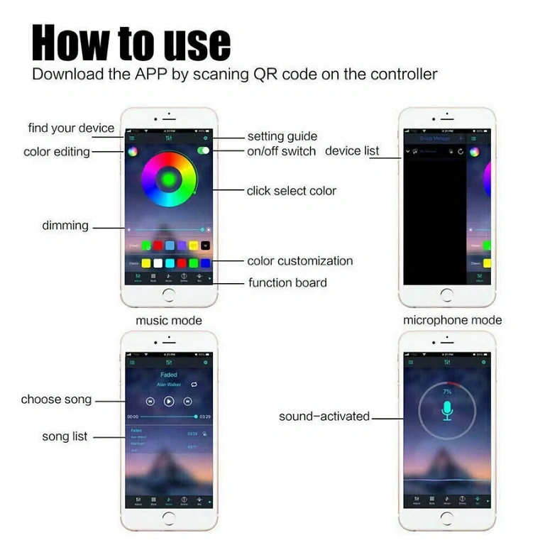 Kit luz LED USB para TV ou monitor Kit completo de iluminação com fita LED RGB USB, controlável por app e controle remoto