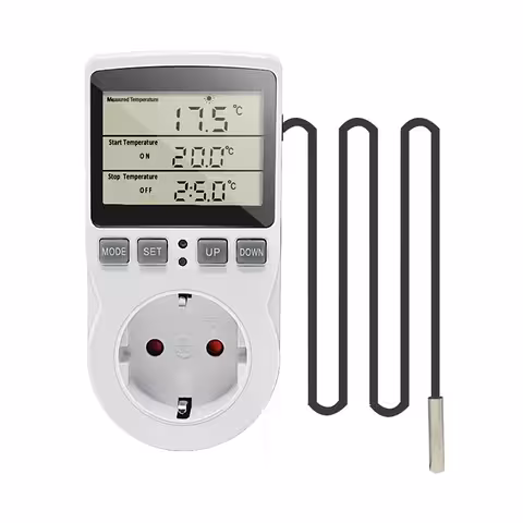 Tomada com Termostato Programável e Sensor de Temperatura para Aquecedor Elétrico – Função Timer