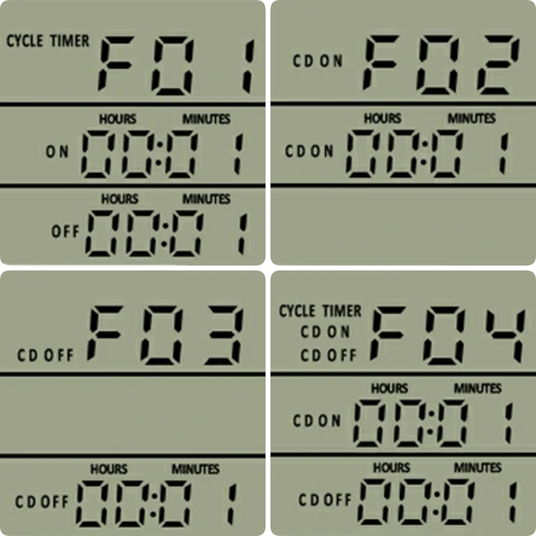 Configurações do termostato da tomada com modos de operação e ajustes disponíveis