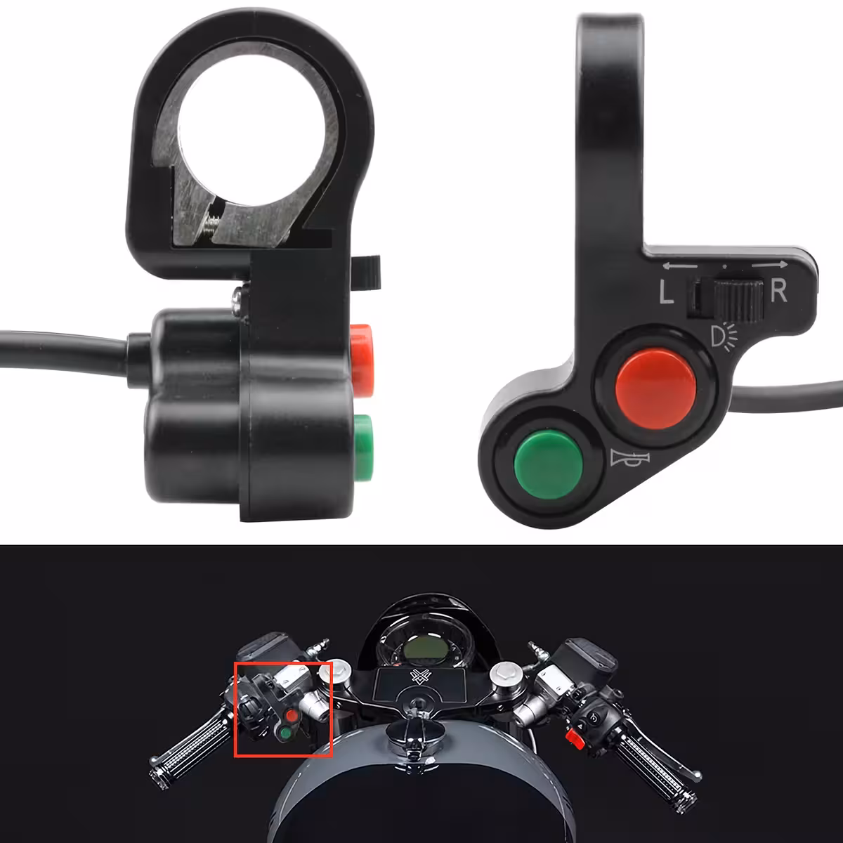 Interruptor elétrico com fios prolongados para scooters ou mopeds