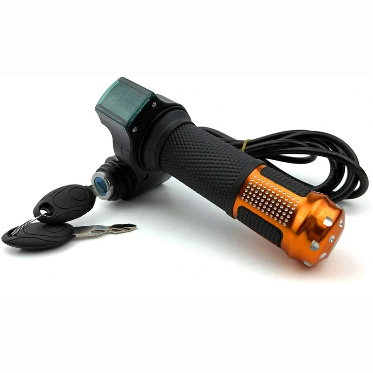 Manete com chave e indicador de bateria para patinete elétrico 12V-72V