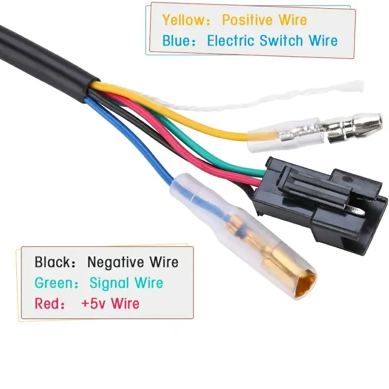 Esquema de fios para instalação correta do manete acelerador com display de voltagem