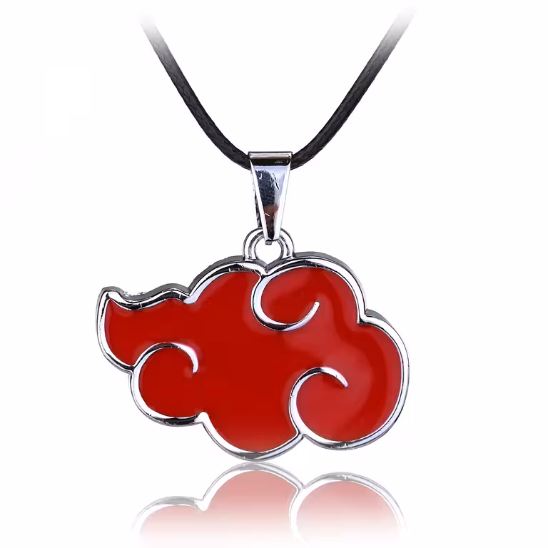 Colar Pingente Naruto Cosplay Akatsuki Red Cloud – Joia Anime Otaku Sharingan