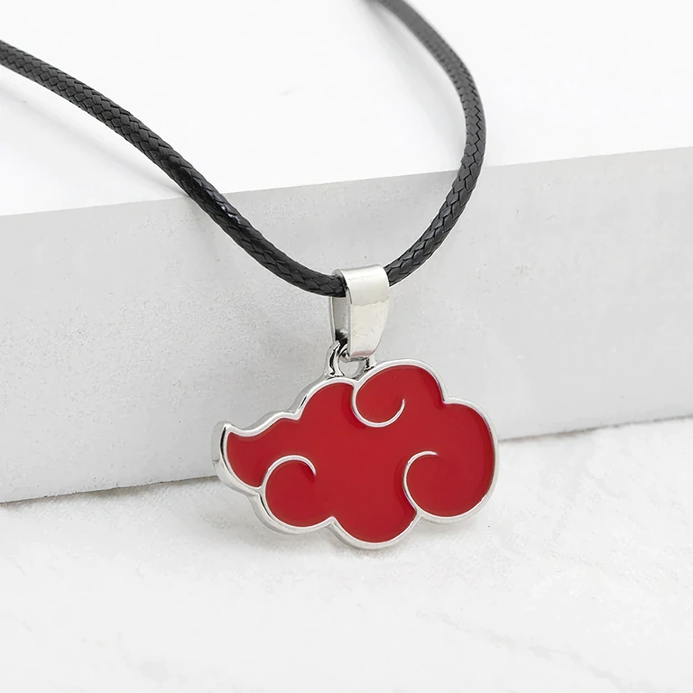 Corrente com pingente metálico Naruto Nuvem Vermelha Colar de metal – cosplay Akatsuki para fãs de anime