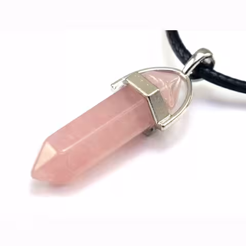 Colar Quartzo Rosa Natural com Pingente – Joia com Cristal para Purificação e Energia